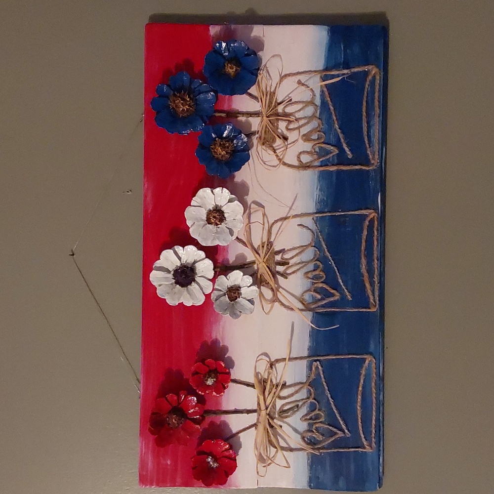 Red white and blue wall hanging